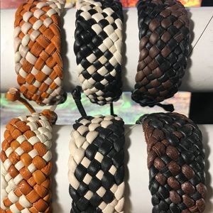 6 pc Leather Basketweave Bracelet Loy